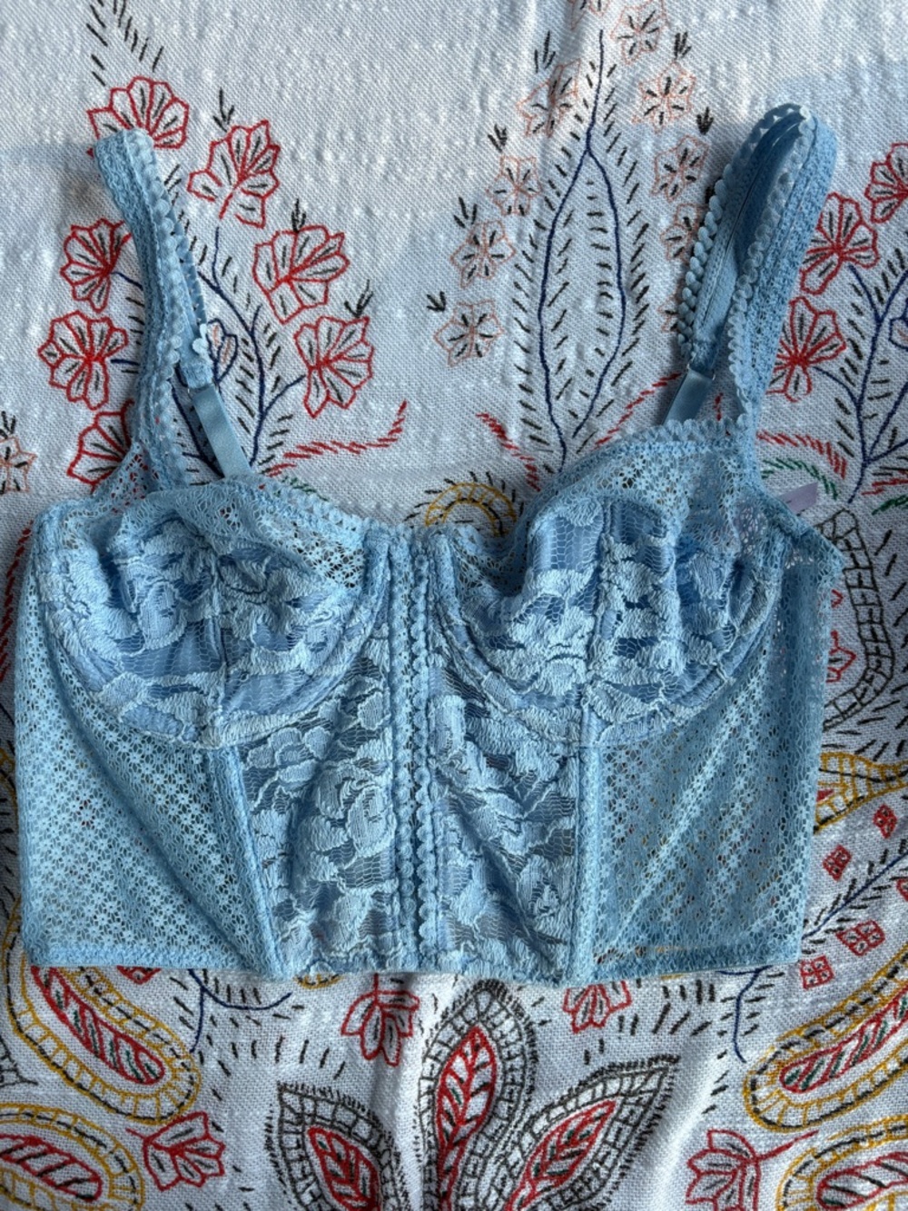 Urban Outfitters Light Blue Lace Longline Bralette